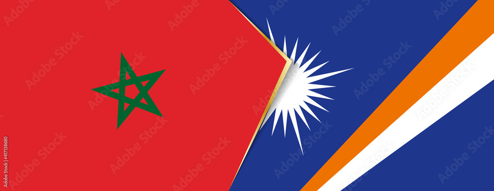 Morocco and Marshall Islands flags, two vector flags. Morocco and Marshall Islands flags, two vector flags.
