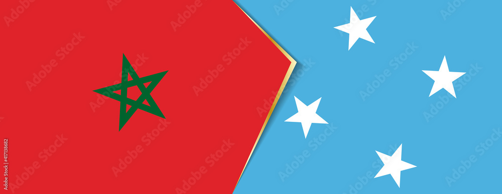 Morocco and Micronesia flags, two vector flags. Morocco and Micronesia flags, two vector flags.