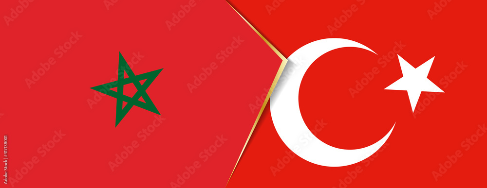 Morocco and Turkey flags, two vector flags. Morocco and Turkey flags, two vector flags.