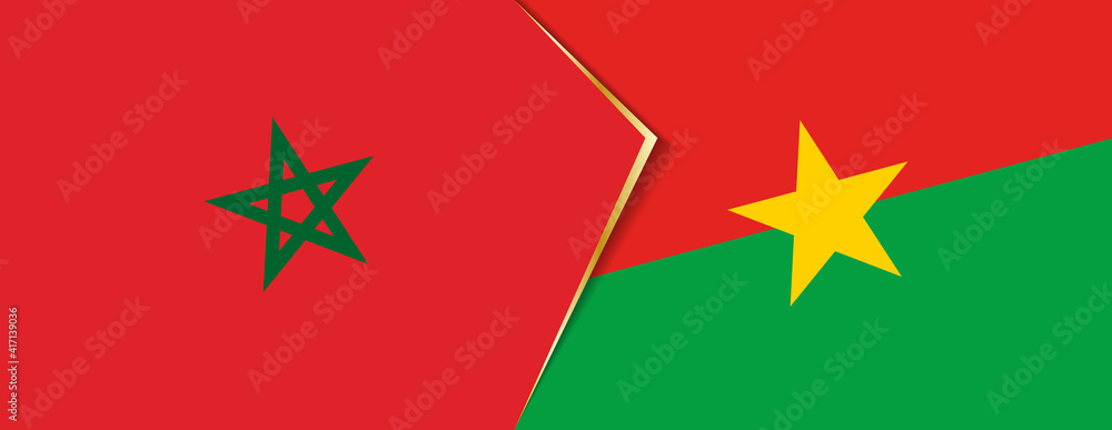 Morocco and Burkina Faso flags, two vector flags. Morocco and Burkina Faso flags, two vector flags.