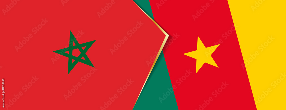 Morocco and Cameroon flags, two vector flags. Morocco and Cameroon flags, two vector flags.