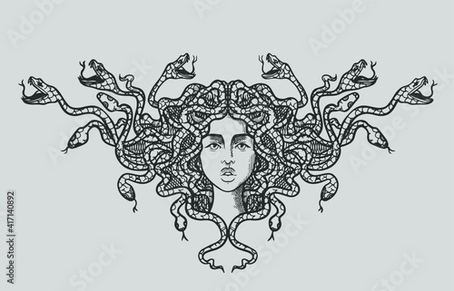 Gorgon Medusa tattoo isolated