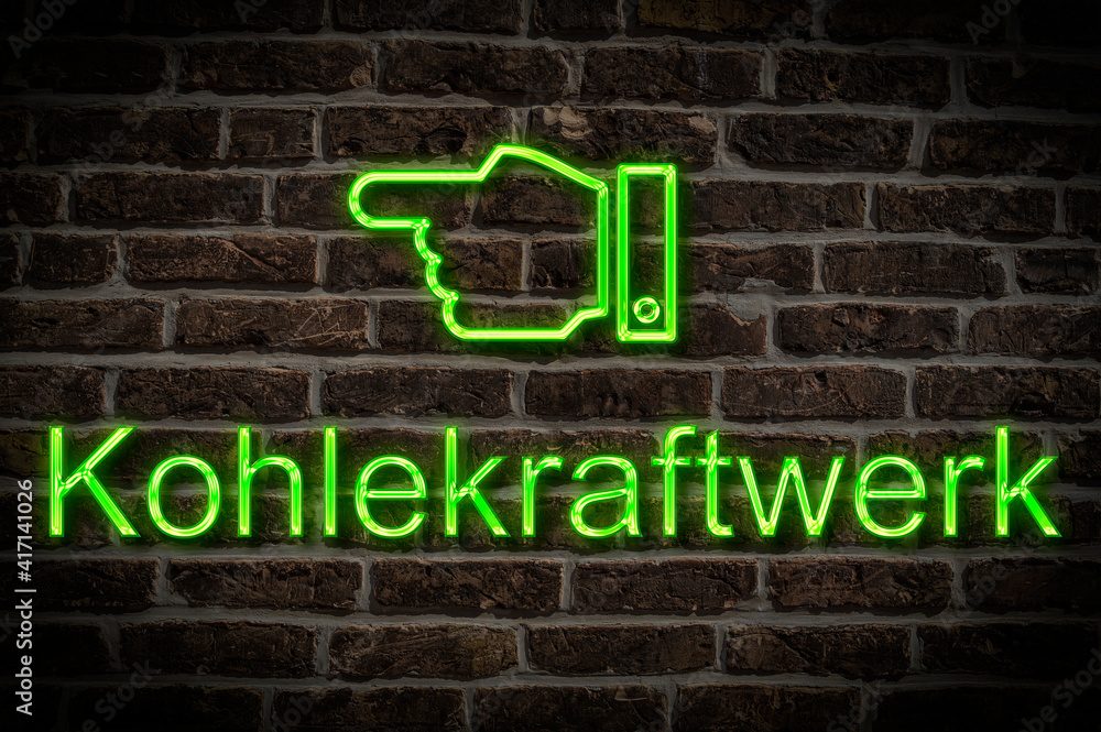 Fototapeta premium Leuchtreklame Kohlekraftwerk