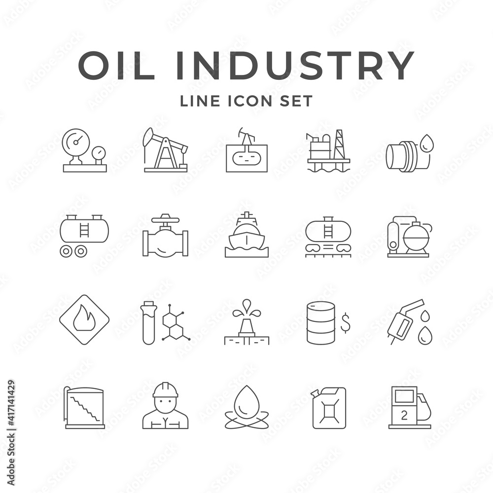 Set line icons of oil industry Set line icons of oil industry