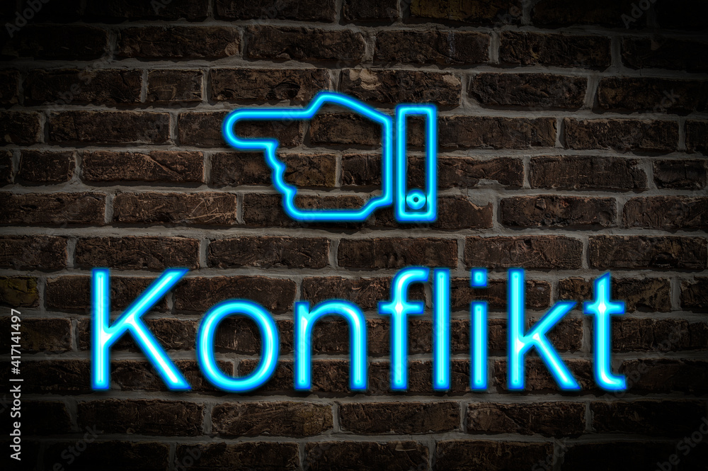 Fototapeta premium Leuchtreklame Konflikt