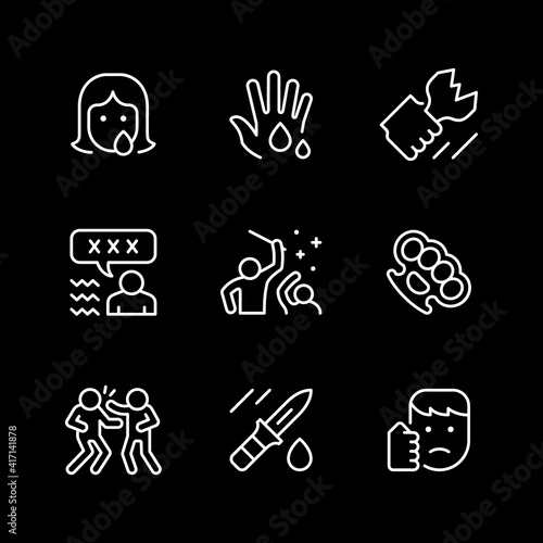 Set line icons of violence