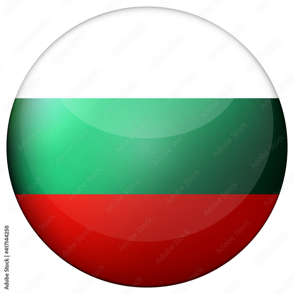 Glass light ball with flag of Bulgaria. Round sphere, template icon. Bulgarian national symbol. Glossy realistic ball, 3D abstract vector illustration highlighted on a white background. Big bubble. Glass light ball with flag of Bulgaria. Round sphere, template icon. Bulgarian national symbol. Glossy realistic ball, 3D abstract vector illustration highlighted on a white background. Big bubble.