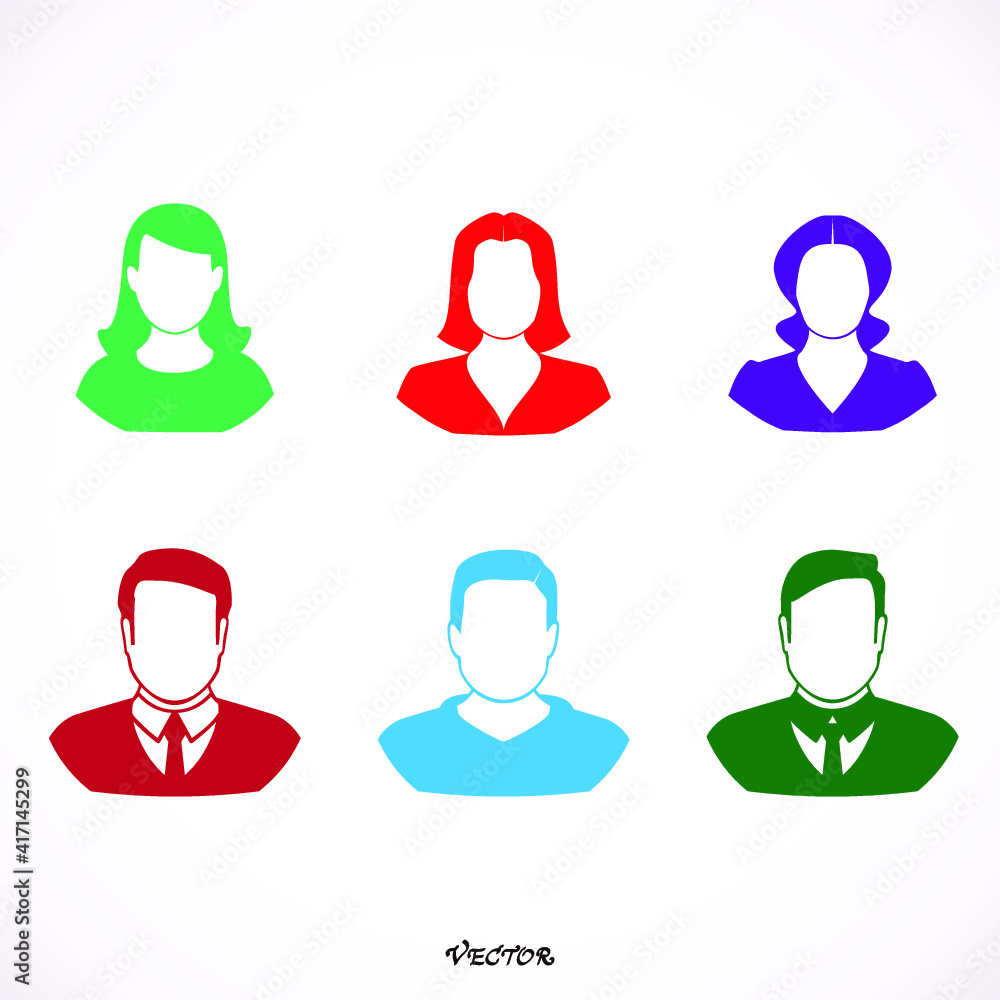 Simple avatar icons of various business people. Icon Isolated on White Background Simple avatar icons of various business people. Icon Isolated on White Background