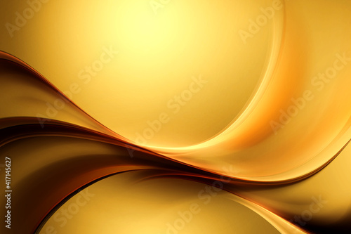 Brown and gold abstract waves texture. Blurred modern background.