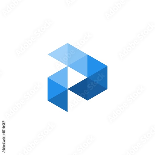 p letter logo pixel geometric colorful