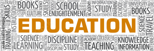 Education vector illustration word cloud isolated on a white background.