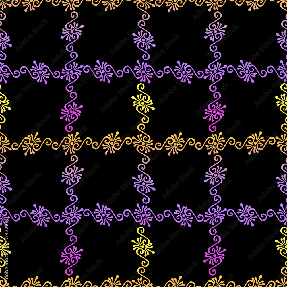 Seamless background of decorative colorful floral design elements