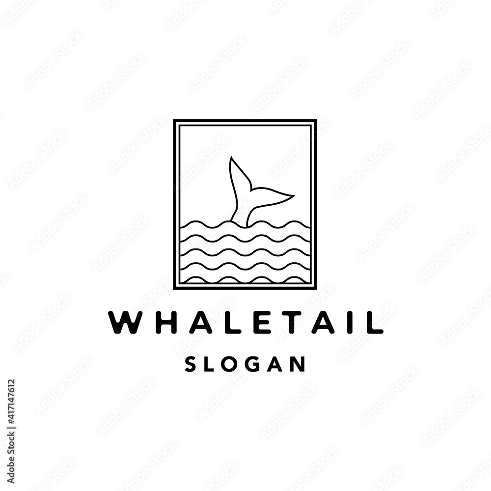 wave whale tail logo line art minimalist vector icon illustration design wave whale tail logo line art minimalist vector icon illustration design