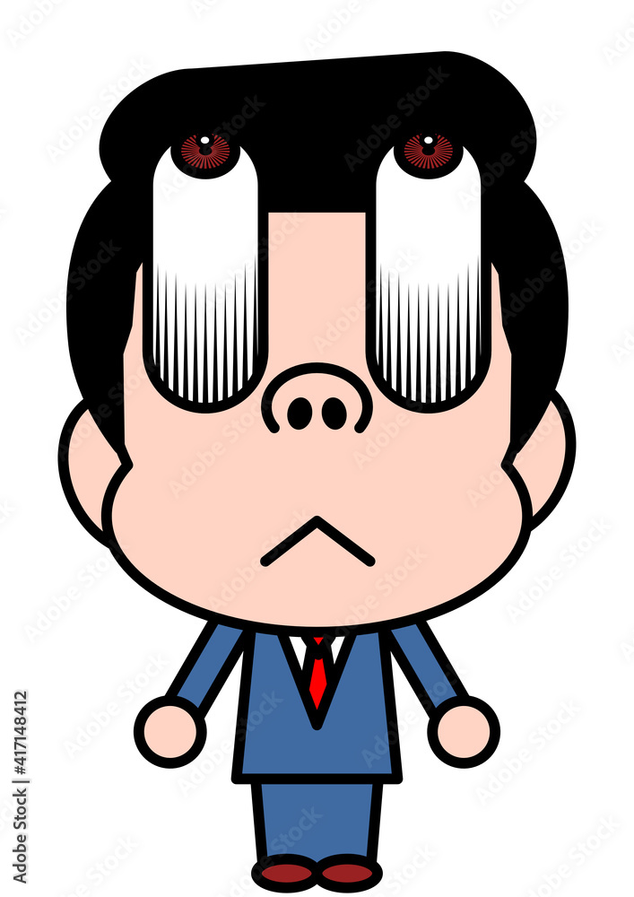 Obraz premium ハゲ, ディフォルメ, かつら, キモい, 目玉, びっくり, インパクト, ギャグ, マンガ, おっさん, おじさん, 中年, ビジネスマン, サラリーマン, 会社員, バーコードハゲ, 顔, 頭, 中高年, 笑顔, 40代, 背広, デフォルメ, 驚き, 面白い, 脱毛, 抜け毛, 髪, 美容, ハゲ頭, キャラクター, スーツ, クローズアップ, 薄毛, 驚く, シンプル, イラスト, ヘア