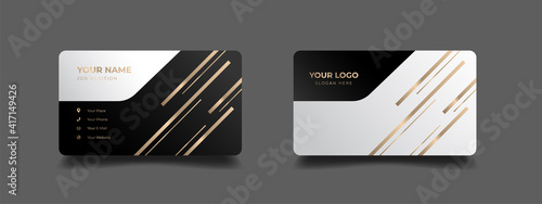 Luxury and elegant dark black business card design. Golden style minimalist print template. Black and white color combination. High premium quality and elegant design for corporate or company.