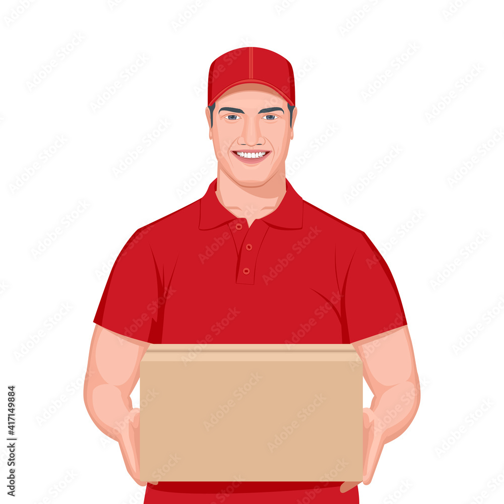 The concept of fast delivery with courier man The concept of fast delivery with courier man