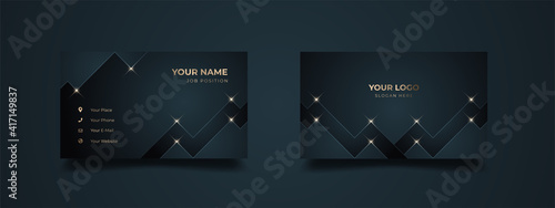 Modern luxury business card template movement graphic design. Inspiration from the abstract background. Contact card for company. Two sided gold with geometric design vector illustration template.