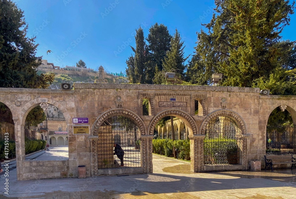 Fototapeta premium Balikligol Area. Halil-ur rahman mosque entry view in Sanliurfa