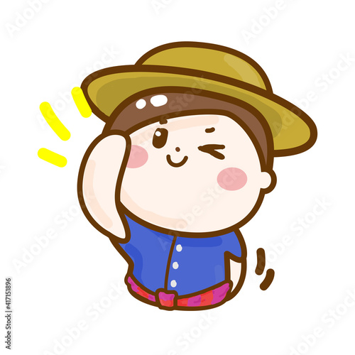 Cartoon Funny Thai Farmer Vector