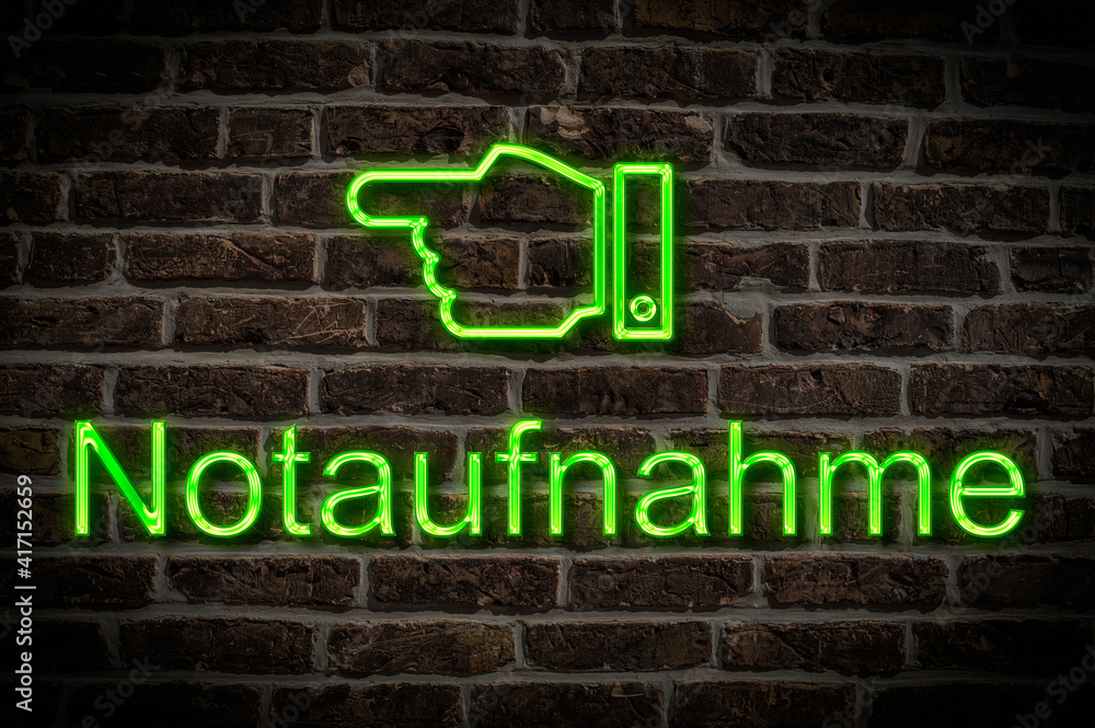 Fototapeta premium Leuchtreklame Notaufnahme