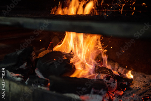Embers lit in the oven