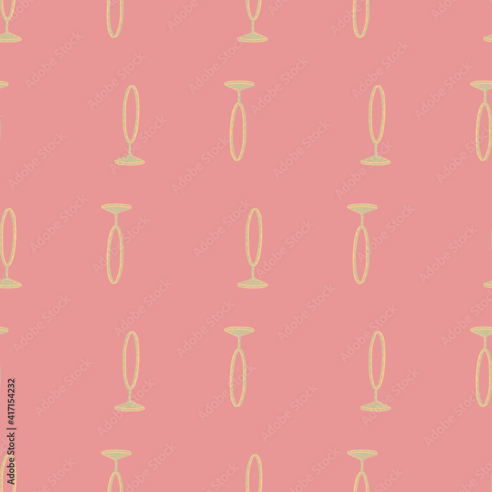 Circus ring doodle seamless pattern in hand drawn style. Pink background. Decorative trick backdrop.