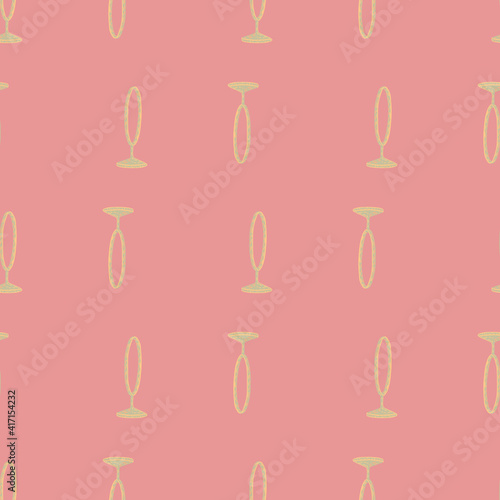 Circus ring doodle seamless pattern in hand drawn style. Pink background. Decorative trick backdrop.