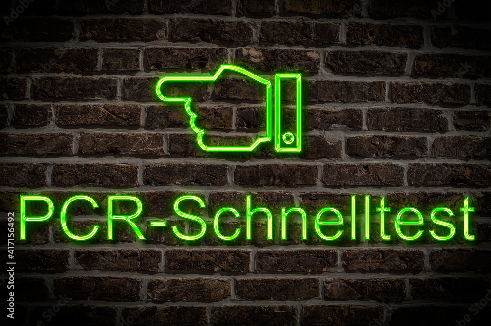 Fototapeta premium Leuchtreklame PCR Schnelltest