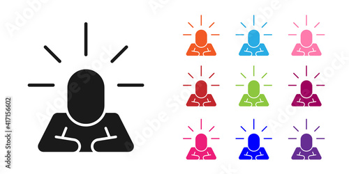 Black Depression and frustration icon isolated on white background. Man in depressive state of mind. Mental health problems. Set icons colorful. Vector.