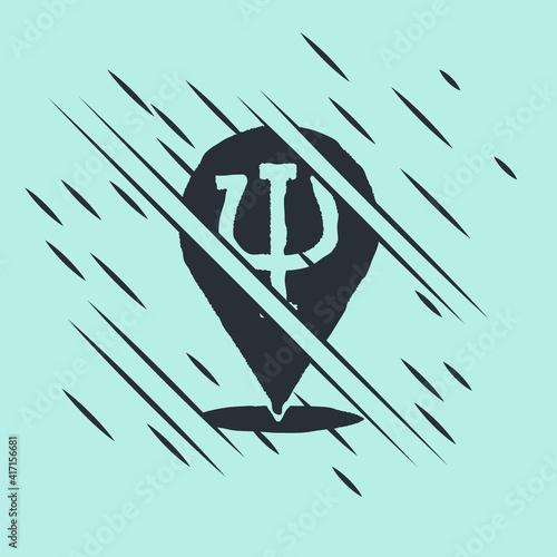 Black Psychology icon isolated on green background. Psi symbol. Mental health concept, psychoanalysis analysis and psychotherapy. Glitch style. Vector.