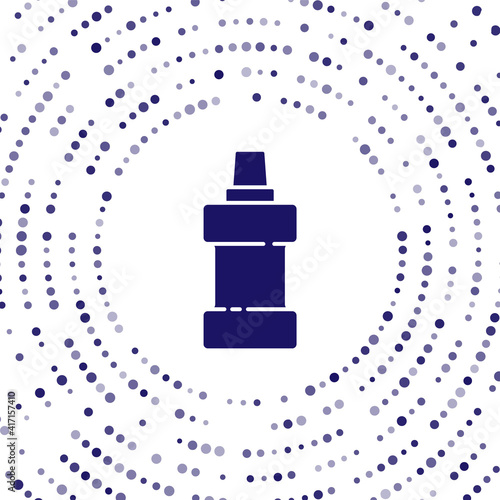 Blue Plastic bottle for laundry detergent, bleach, dishwashing liquid or another cleaning agent icon isolated on white background. Abstract circle random dots. Vector.