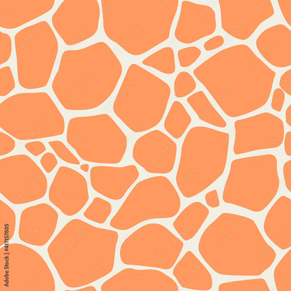 Obraz premium Giraffe skin pattern. Seamless animal giraffe print. Hand drawn African safari pattern in natural orange palette. Vector illustration