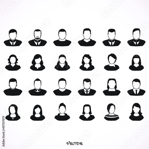 Simple avatar icons of various business people.  Icon Isolated on White Background