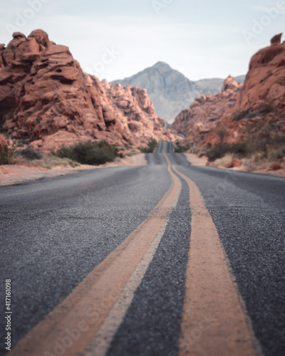 A street in the valley of fire state park, USA