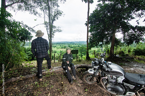 The couple in the motorcycle trip