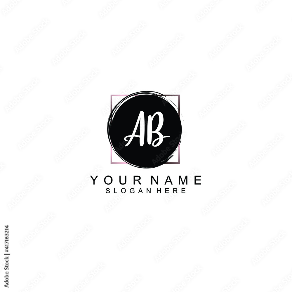 Letter AB Beautiful handwriting logo Letter AB Beautiful handwriting logo