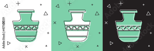 Set Ancient amphorae icon isolated on white and green, black background. Vector.
