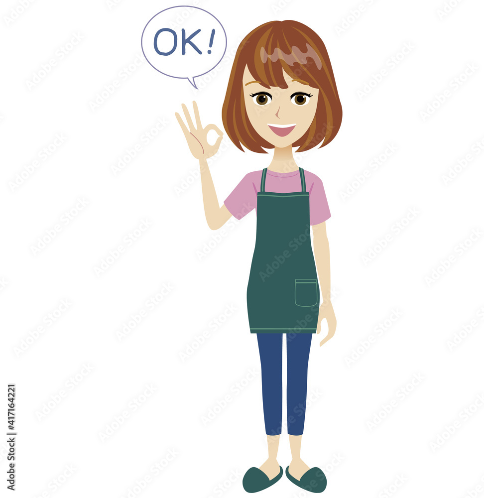 A illustration of woman wearing apron A illustration of woman wearing apron
