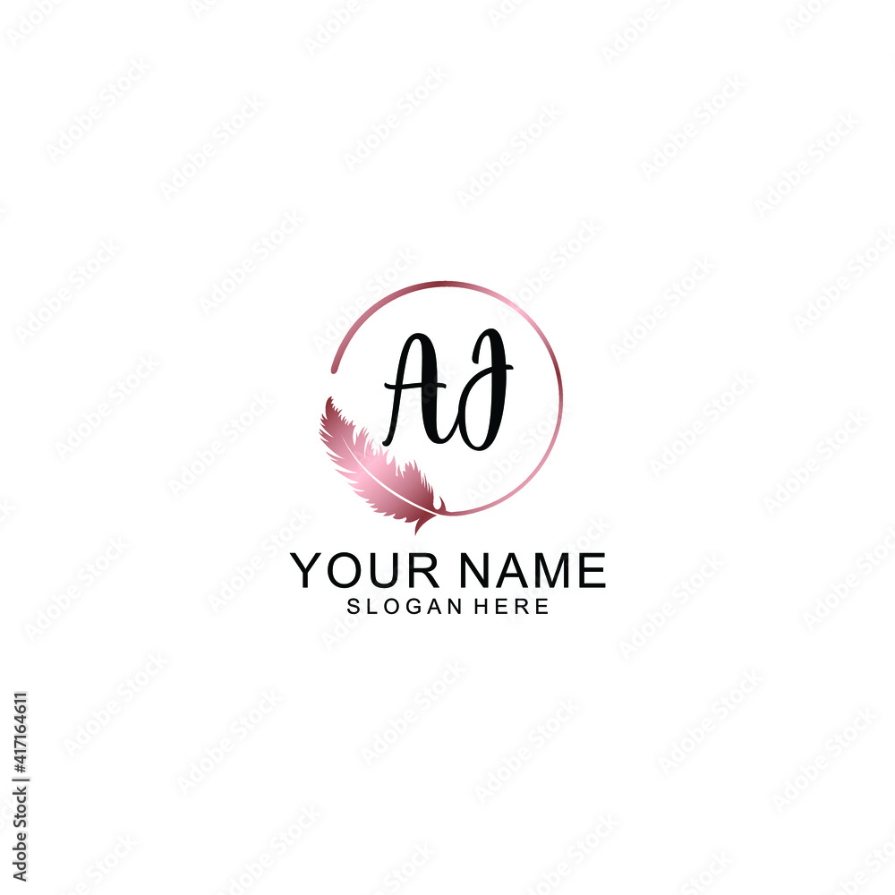 Letter AJ Beautiful handwriting logo Letter AJ Beautiful handwriting logo