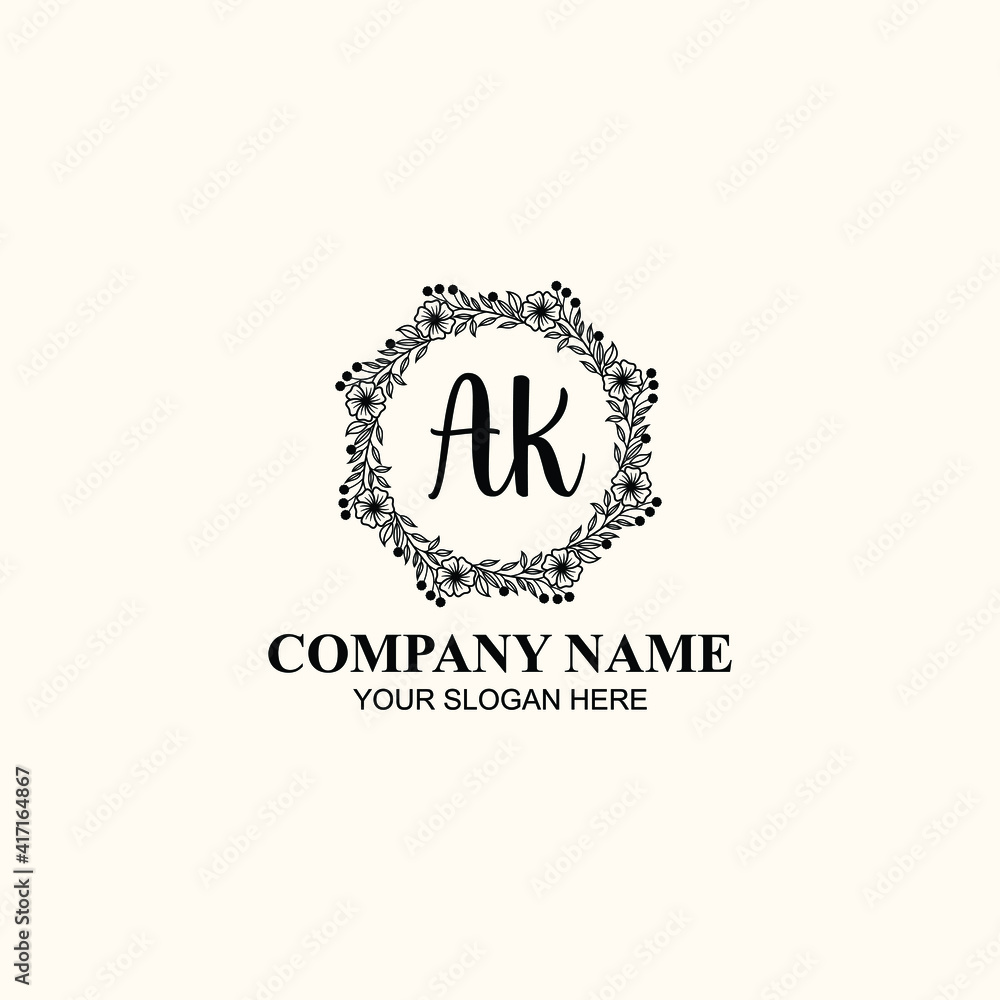 Letter AK Beautiful handwriting logo Letter AK Beautiful handwriting logo