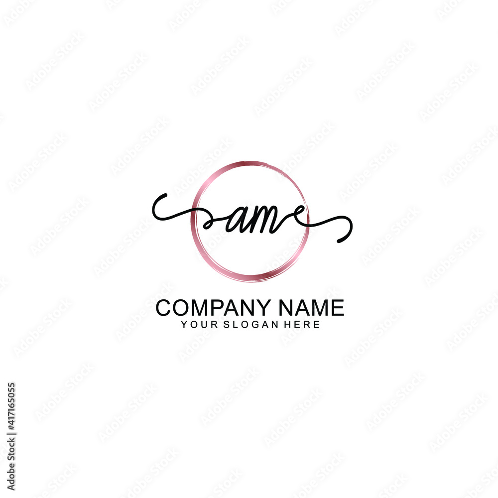 Letter AM Beautiful handwriting logo Letter AM Beautiful handwriting logo