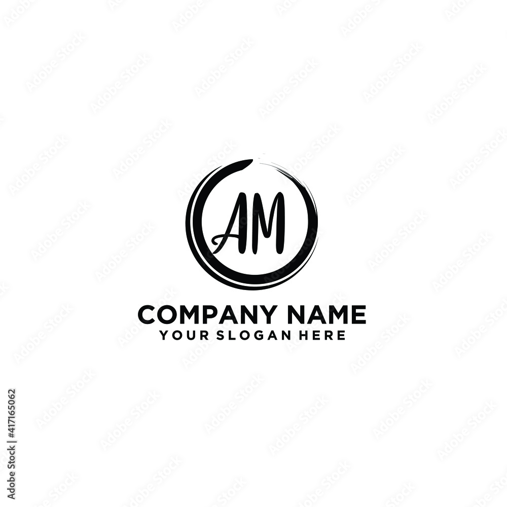 Letter AM Beautiful handwriting logo Letter AM Beautiful handwriting logo