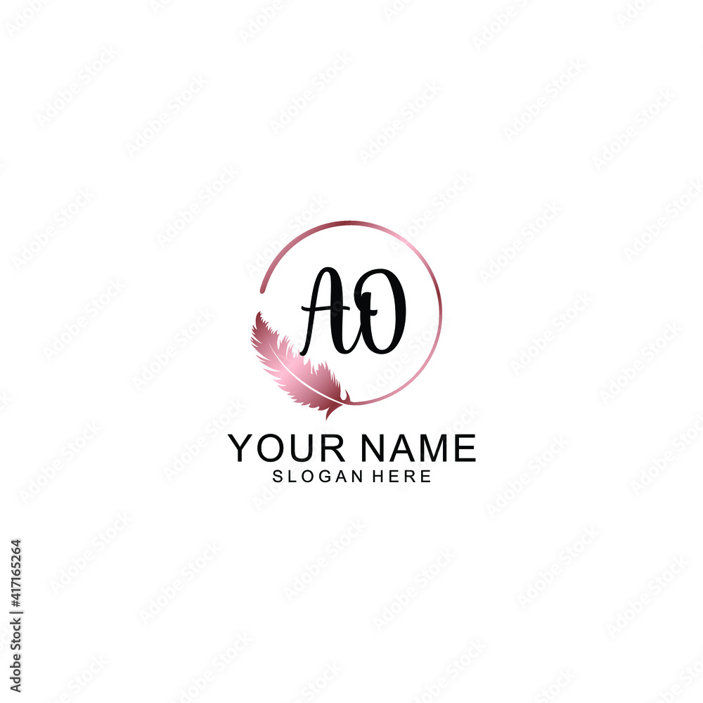 Letter AO Beautiful handwriting logo Letter AO Beautiful handwriting logo
