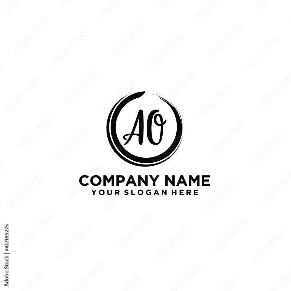Letter AO Beautiful handwriting logo Letter AO Beautiful handwriting logo