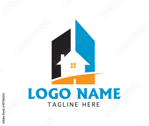 creative abstract real estate logo design concept suitable for company logo, print, digital, icon, apps, and other marketing material purpose