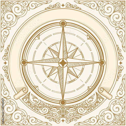 Compass wind rose decorative vintage emblem