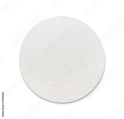 Front view of blank round cardboard beer coaster photo