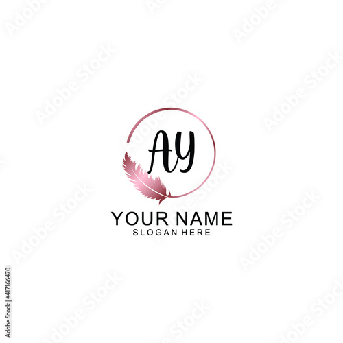 Letter AY Beautiful handwriting logo