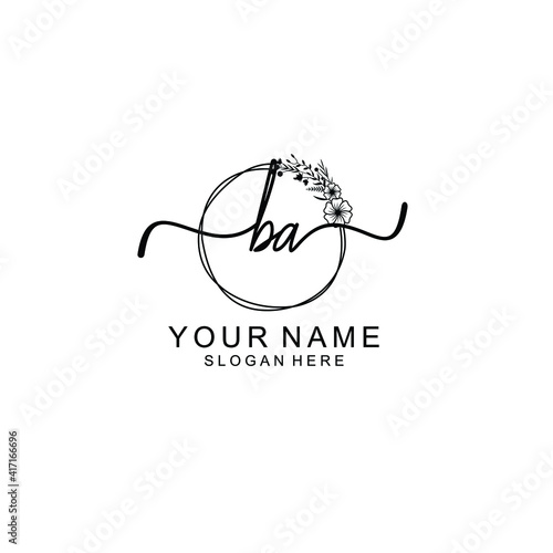 Letter BA Beautiful handwriting logo