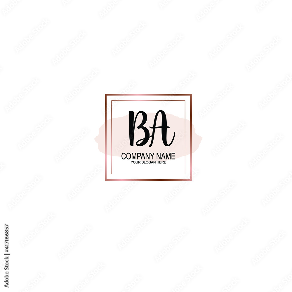 Letter BA Beautiful handwriting logo Letter BA Beautiful handwriting logo